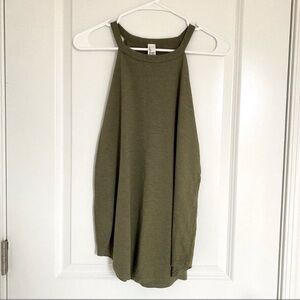 District Women’s Perfect Tri-Blend High Neck Summer Tank Top in Olive Green